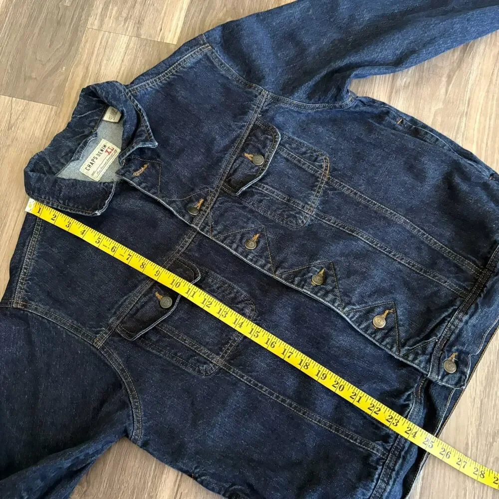 Vintage Chaps Ralph Lauren Jacket Men's Size L Blue Denim Trucker Button Up 90s